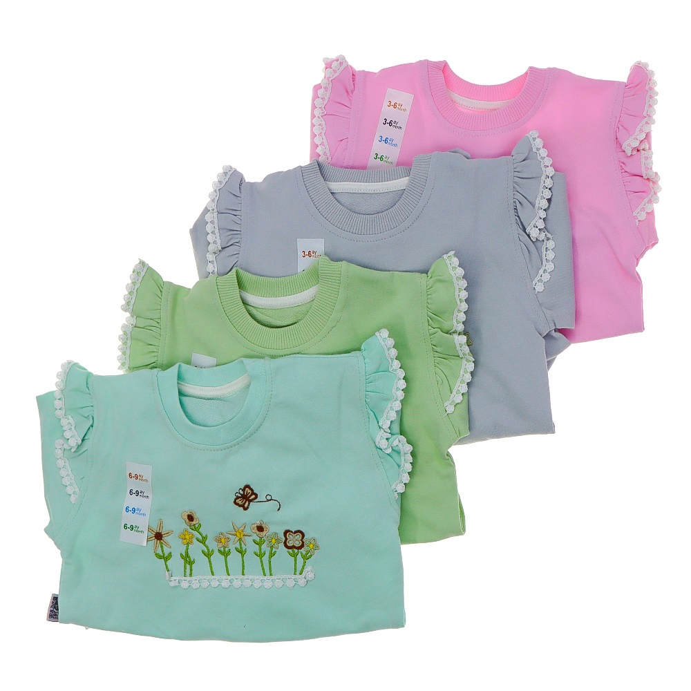 My Oktay 2184 Kız Bebe Penye Çiçek Nakışlı Dantelli 2 Li Takım 9-24 Ay - Su Yeşili - 9-12-18-24 AY