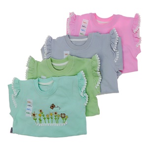 My Oktay 2184 Kız Bebe Penye Çiçek Nakışlı Dantelli 2 Li Takım 9-24 Ay - Su Yeşili - 9-12-18-24 AY