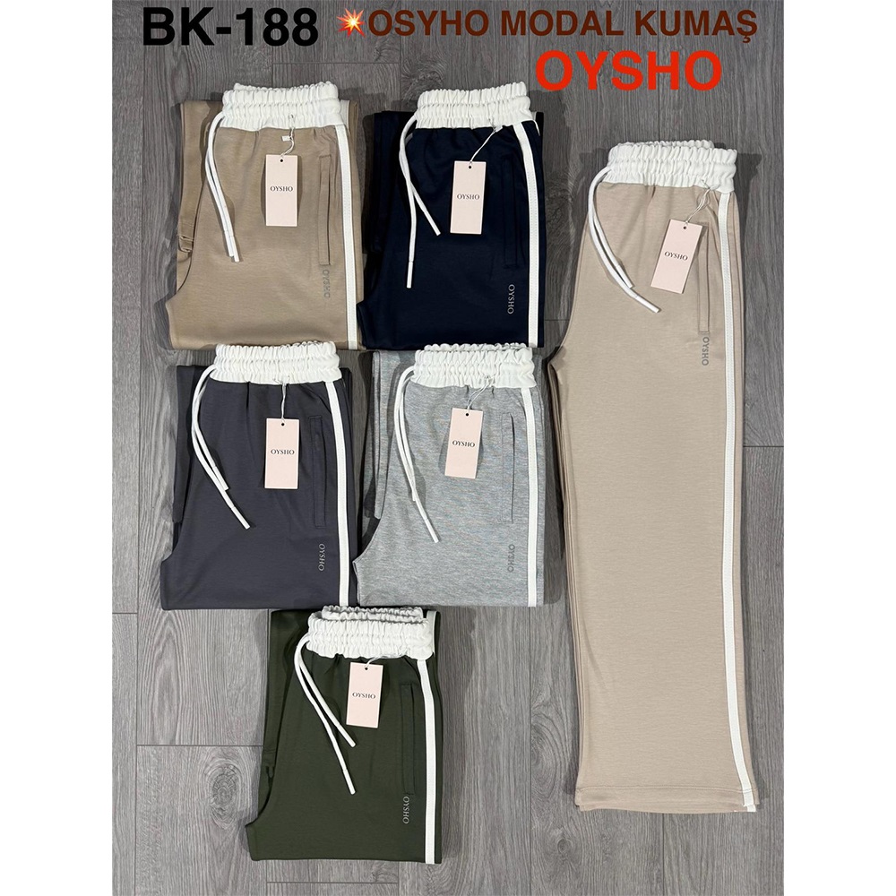 Oysho BK-188 Bayan Modal Kumaş Palazzo Oysho Baskılı Düz Paça Eşofman Alt S-XXL - Siyah - S-M-L-XL-2XL