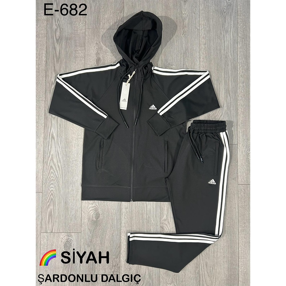 Are E-682 Erkek Dalgıç Adidas Nakışlı Kapşonlu Eşofman Takımı S-2 XL - Lacivert - S-M-L-XL-2XL