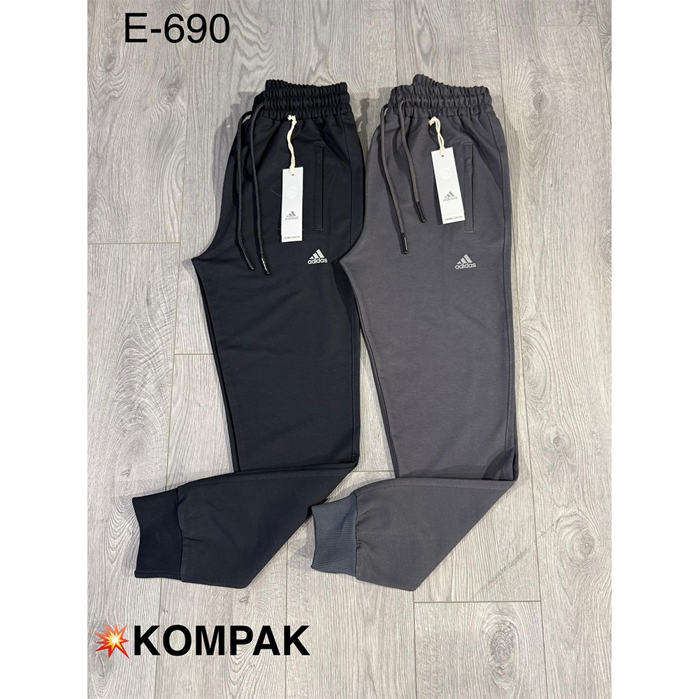 Atrax E-690 Erkek Kompak Adidas Baskılı Paça Ribanalı Eşofman Alt S-2XL - Füme - S-M-L-XL-2XL