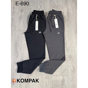 Atrax E-690 Erkek Kompak Adidas Baskılı Paça Ribanalı Eşofman Alt S-2XL - Füme - S-M-L-XL-2XL