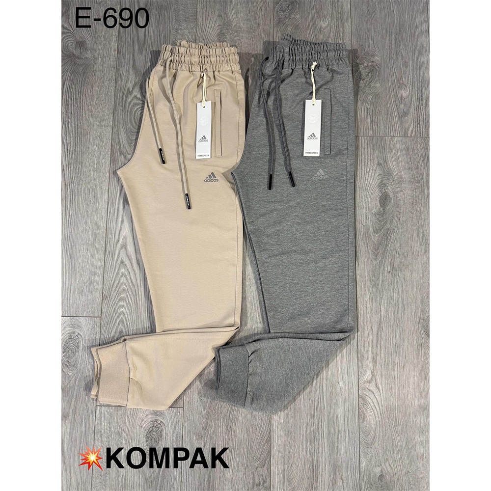 Atrax E-690 Erkek Kompak Adidas Baskılı Paça Ribanalı Eşofman Alt S-2XL - Füme - S-M-L-XL-2XL
