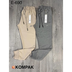 Atrax E-690 Erkek Kompak Adidas Baskılı Paça Ribanalı Eşofman Alt S-2XL - Füme - S-M-L-XL-2XL