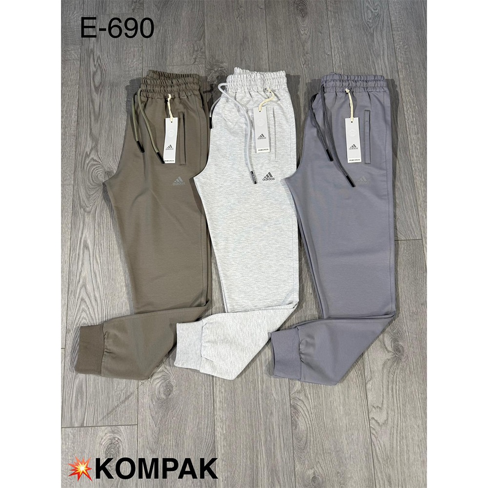 Atrax E-690 Erkek Kompak Adidas Baskılı Paça Ribanalı Eşofman Alt S-2XL - Füme - S-M-L-XL-2XL