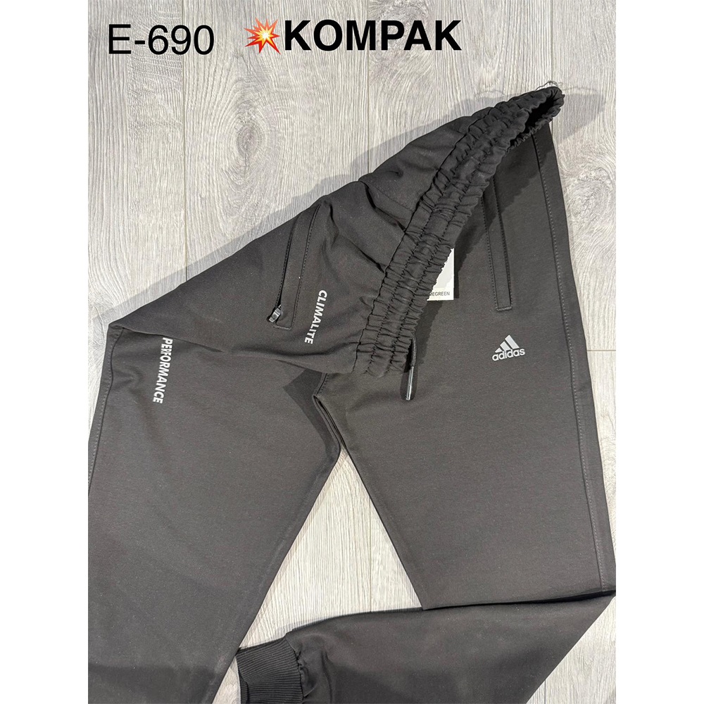 Atrax E-690 Erkek Kompak Adidas Baskılı Paça Ribanalı Eşofman Alt S-2XL - Füme - S-M-L-XL-2XL