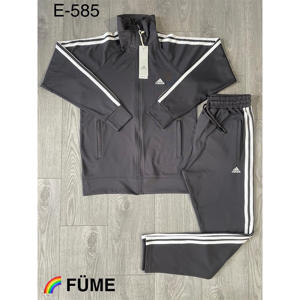 Are E-585 Erkek Dalgıç Adidas Nakışlı Yakalı Fermuarlı Eşofman Takımı S-2 XL - Siyah - S-M-L-XL-2XL
