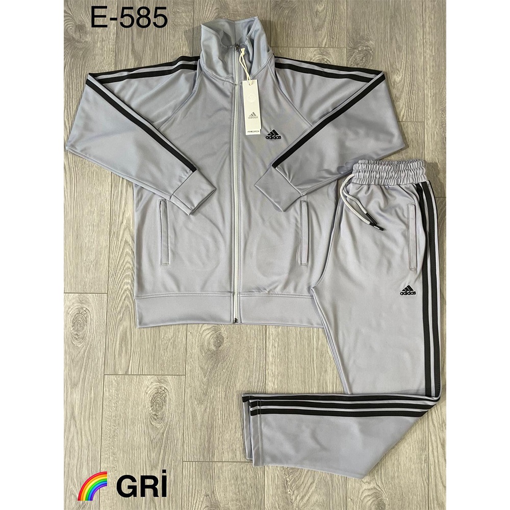 Are E-585 Erkek Dalgıç Adidas Nakışlı Yakalı Fermuarlı Eşofman Takımı S-2 XL - Siyah - S-M-L-XL-2XL