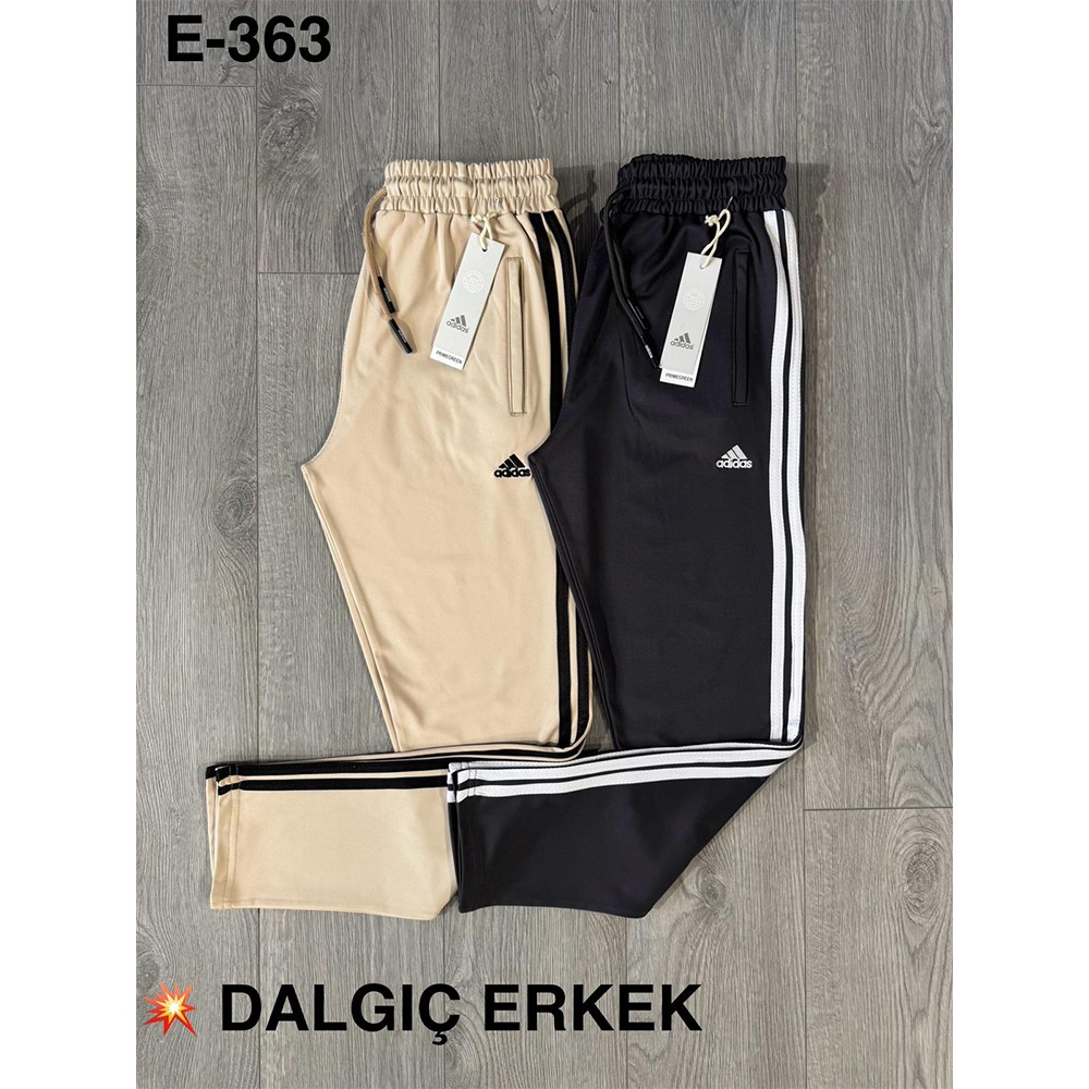 Atrax E-363 Erkek Kompak Adidas Nakışlı Açık Paça Şeritli Eşofman Alt S-2XL - Siyah - S-M-L-XL-2XL
