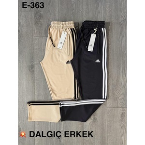 Atrax E-363 Erkek Kompak Adidas Nakışlı Açık Paça Şeritli Eşofman Alt S-2XL - Siyah - S-M-L-XL-2XL
