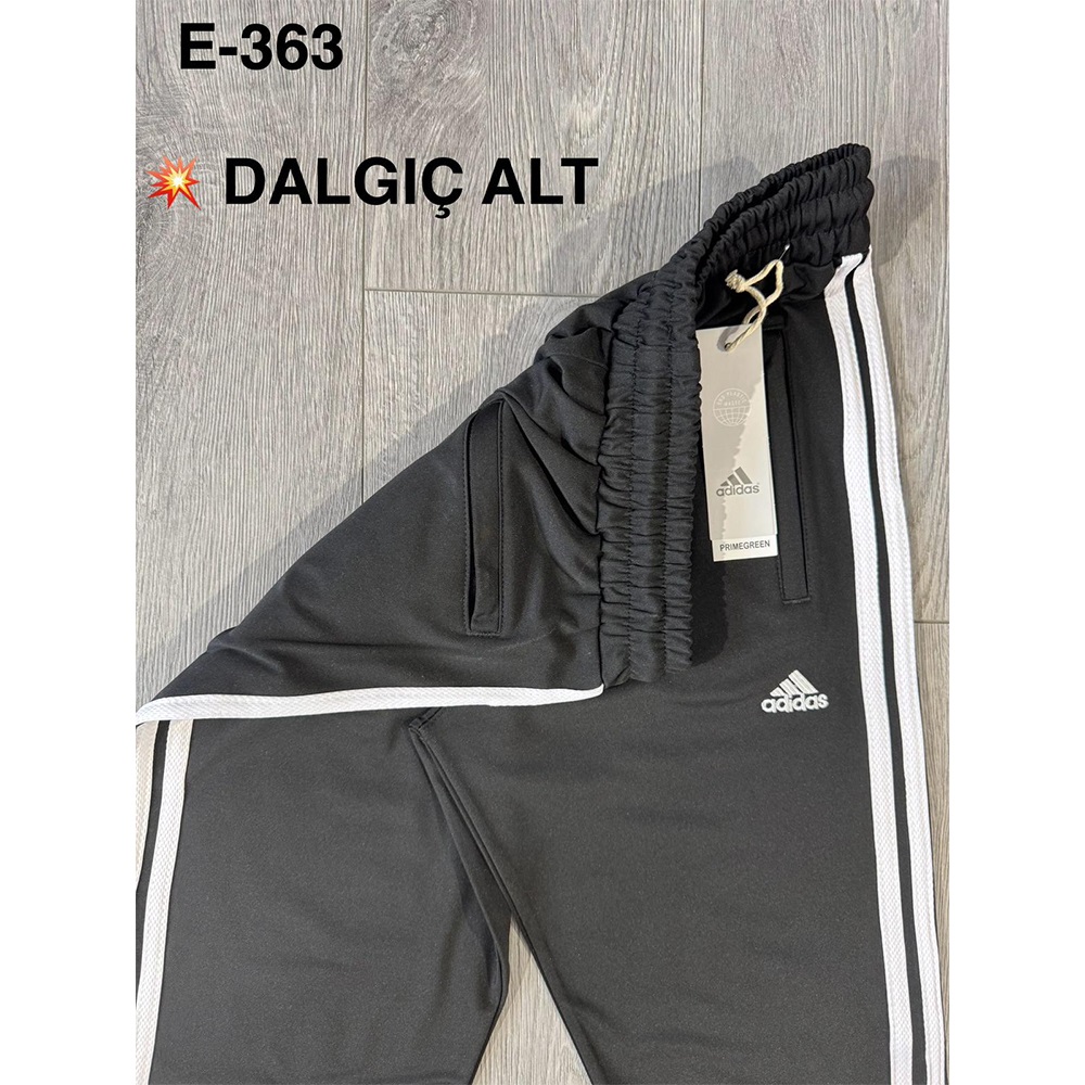 Atrax E-363 Erkek Kompak Adidas Nakışlı Açık Paça Şeritli Eşofman Alt S-2XL - Siyah - S-M-L-XL-2XL