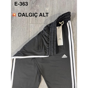 Atrax E-363 Erkek Kompak Adidas Nakışlı Açık Paça Şeritli Eşofman Alt S-2XL - Siyah - S-M-L-XL-2XL