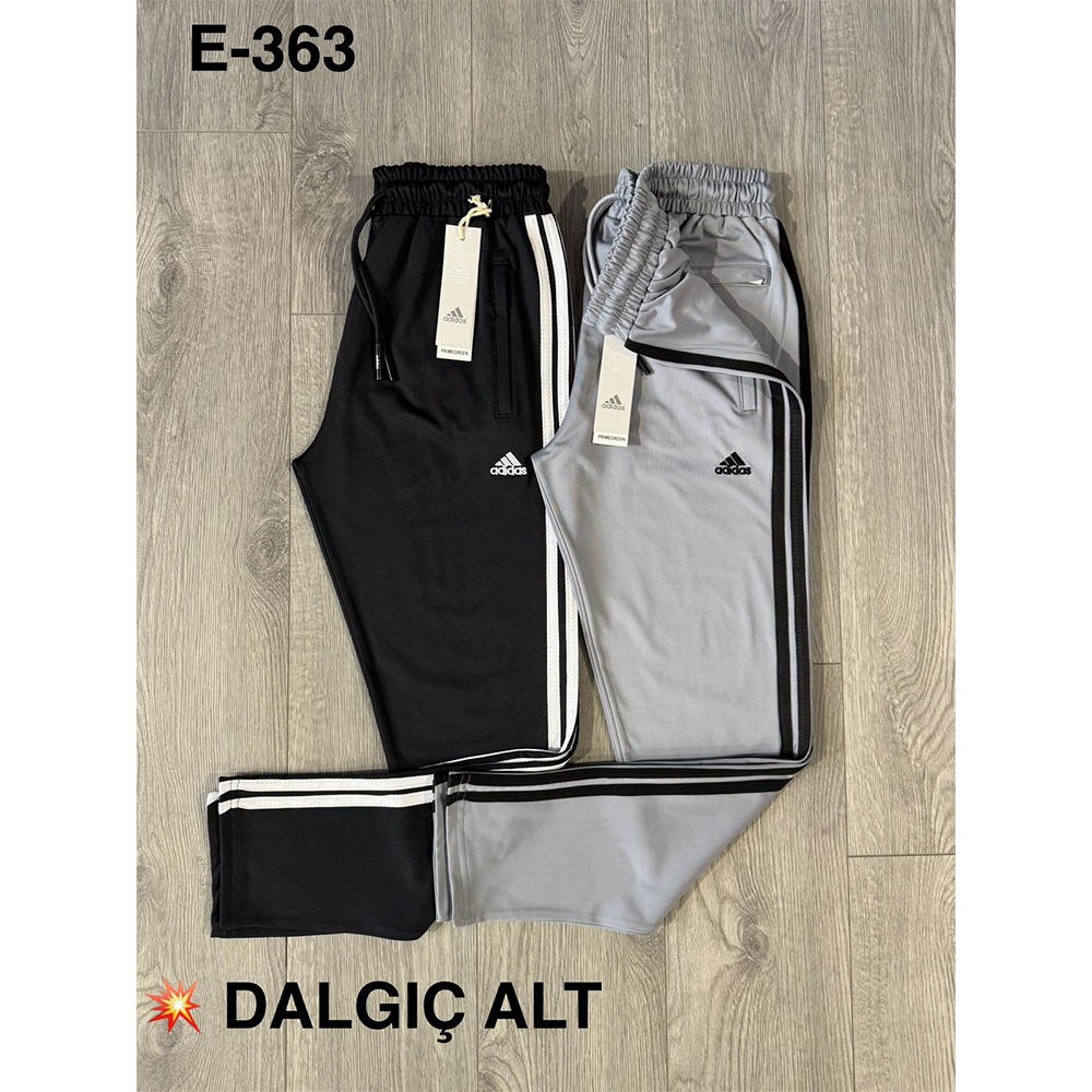 Atrax E-363 Erkek Kompak Adidas Nakışlı Açık Paça Şeritli Eşofman Alt S-2XL - Siyah - S-M-L-XL-2XL