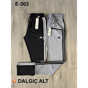 Atrax E-363 Erkek Kompak Adidas Nakışlı Açık Paça Şeritli Eşofman Alt S-2XL - Siyah - S-M-L-XL-2XL