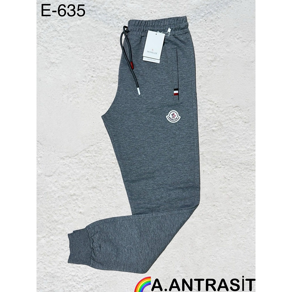 Atrax E-635 Erkek Kompak Moncler Enjeksiyon Baskılı Ribana Paça Eşofman Alt S-2XL - Siyah - S-M-L-XL-2XL