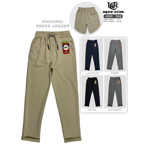 Uçar 1163-1 Erkek Çocuk Diagonel Duble Paça Arka Flatolu Yan Cepli Pantolon 7-11 Yaş - Lacivert - 7-11 YAŞ