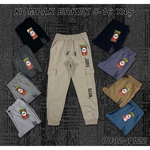 Uçar 1122-3 Erkek Çocuk Kompak Penye Mstr EQos Baskılı Sağ Kol Komando Cepli Paça Ribana Eşofman Alt 13-16 Yaş - Füme - 13-16 YAŞ