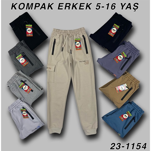 Uçar 1154-1 Erkek Çocuk Kompak Penye Cultere Pro On Baskılı Sağ Komando Cepli Fermuarlı Paça Ribana Eşofman Alt 5-8 Yaş - Siyah - 5-8 YAŞ