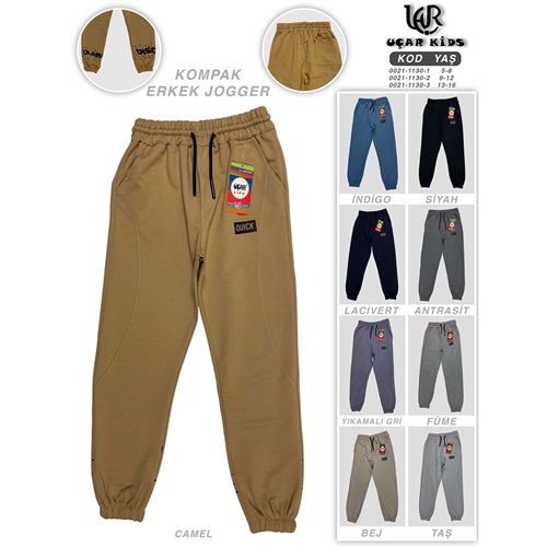 Uçar 1130-3 Erkek Çocuk Kompak Penye Quık Baskılı Önü Çımalı Arka Cepli Paça Lastikli Eşofman Alt 13-16 Yaş - Gri - 13-16 YAŞ