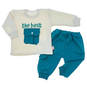 My Oktay 2276 Erkek Bebe Penye The Best Baskılı Cepli 2Li Takım 3-24 Ay - Bej - 9-24 AY