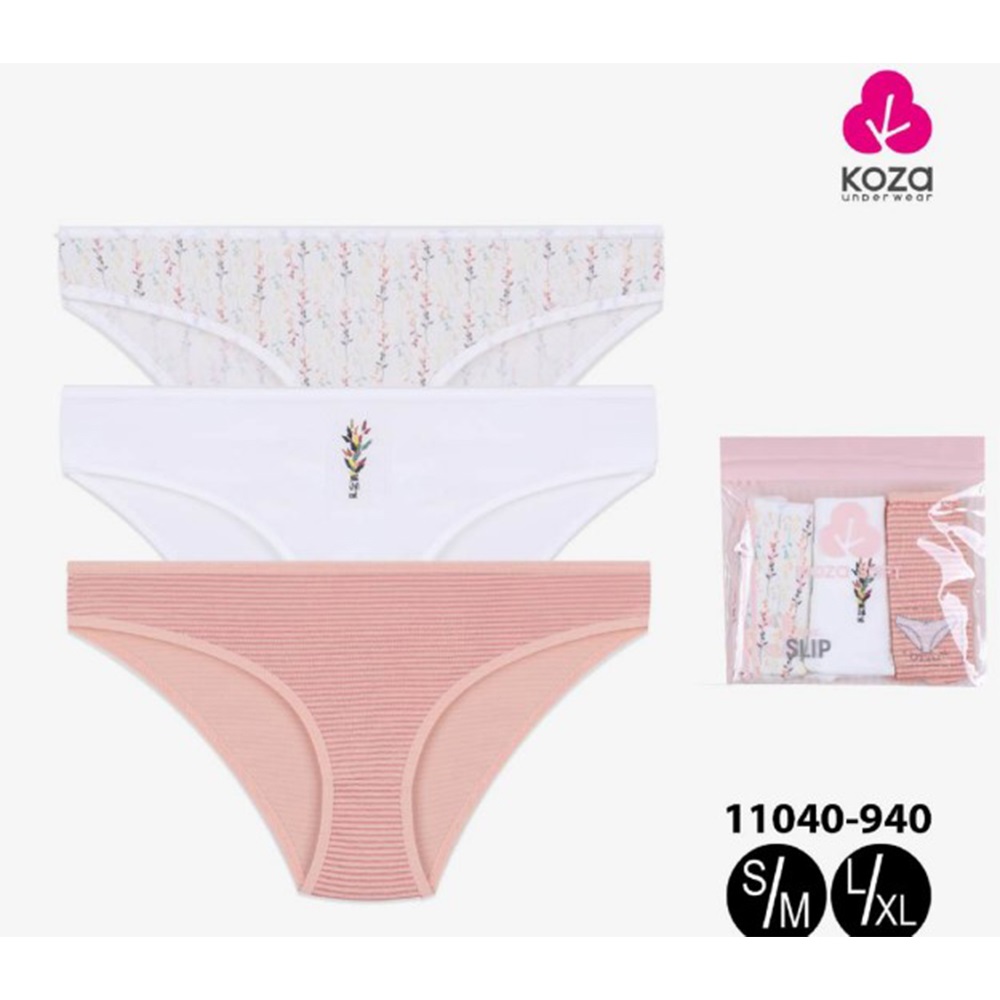 Koza 11040-940 Bayan Desenli 3 Lü Külot - Karışık Renk - L-XL