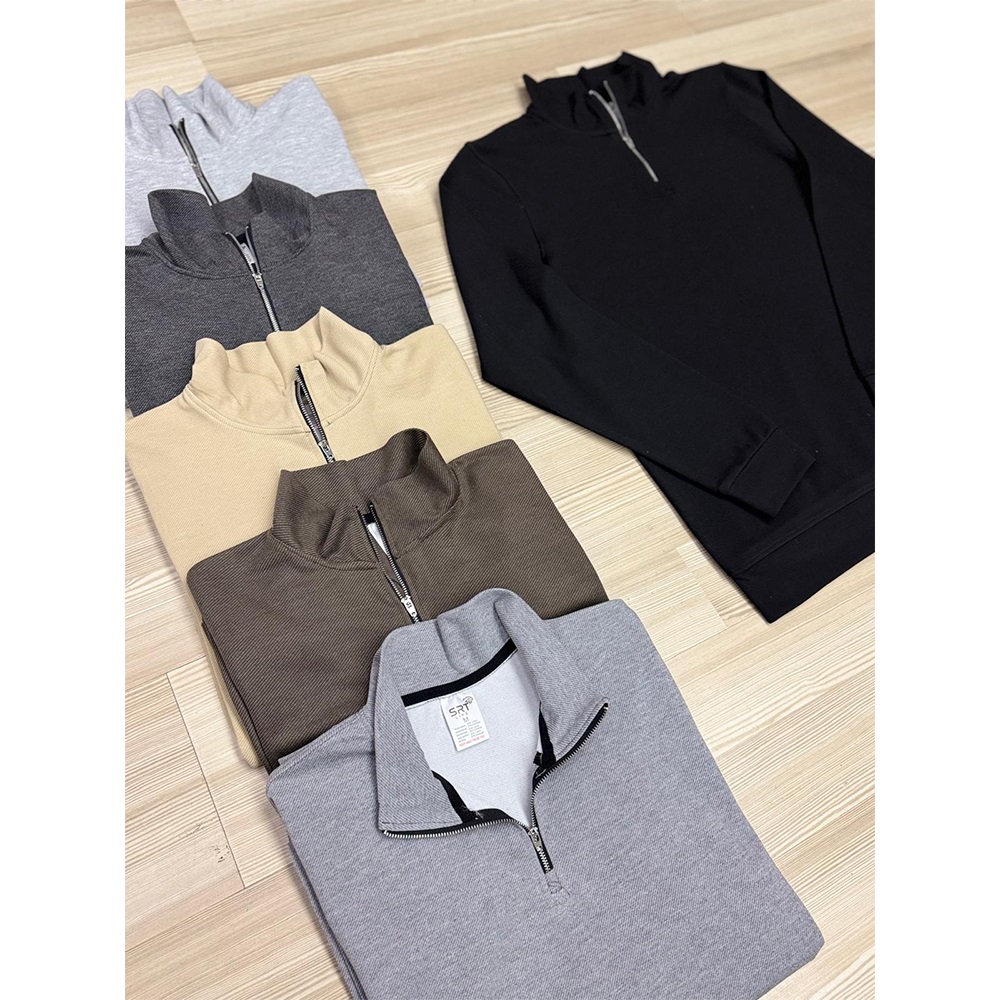 Erkam D4855 Erkek Diagonel Yaka Fermuarlı Sweat S-2XL