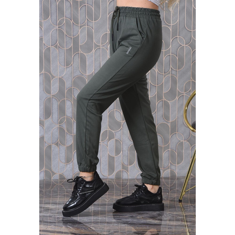 Oysho 0201 Bayan Battal Kompak Penye Oysho Baskılı Paça Lastikli Eşofman Alt 2XL-6XL - Kahverengi - 2XL-6XL