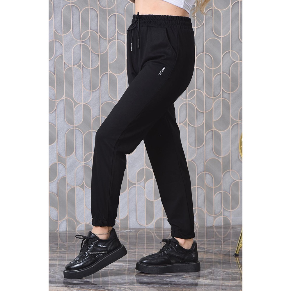 Oysho 0201 Bayan Battal Kompak Penye Oysho Baskılı Paça Lastikli Eşofman Alt 2XL-6XL - Kahverengi - 2XL-6XL