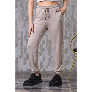 Oysho 086 Bayan Kompak Penye Oysho Baskılı Paça Lastikli Eşofman Alt S-2XL - Ekru - S-M-L-XL-2XL