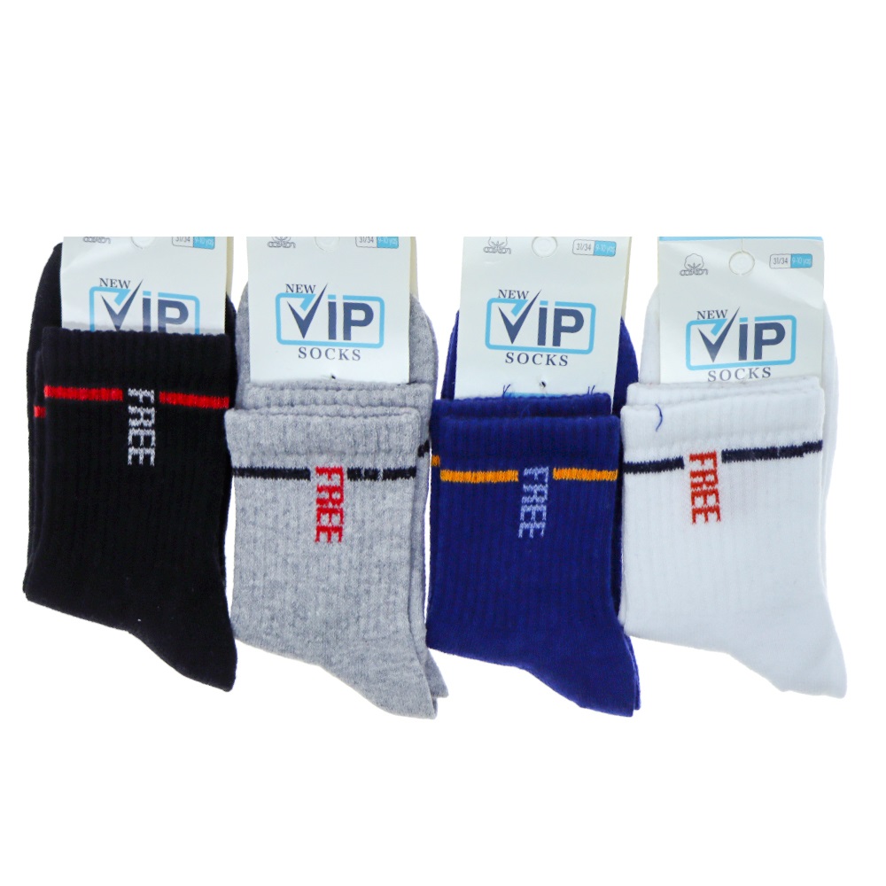 Vip 210 Erkek Çocuk Kolej Desenli Mevsimlik Soket Çorap - Karışık Renk - 3-4 YAŞ