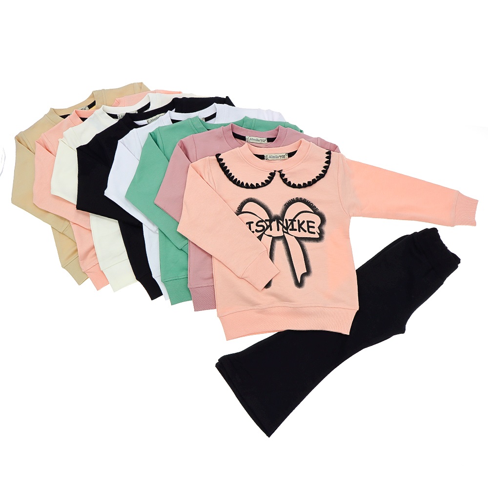 Almila 7005 Kız Çocuk Kompak Penye Lıstnıke Kurdela Baskılı 2 Li Takım 3-6 Yaş - Pudra - 3-6 YAŞ