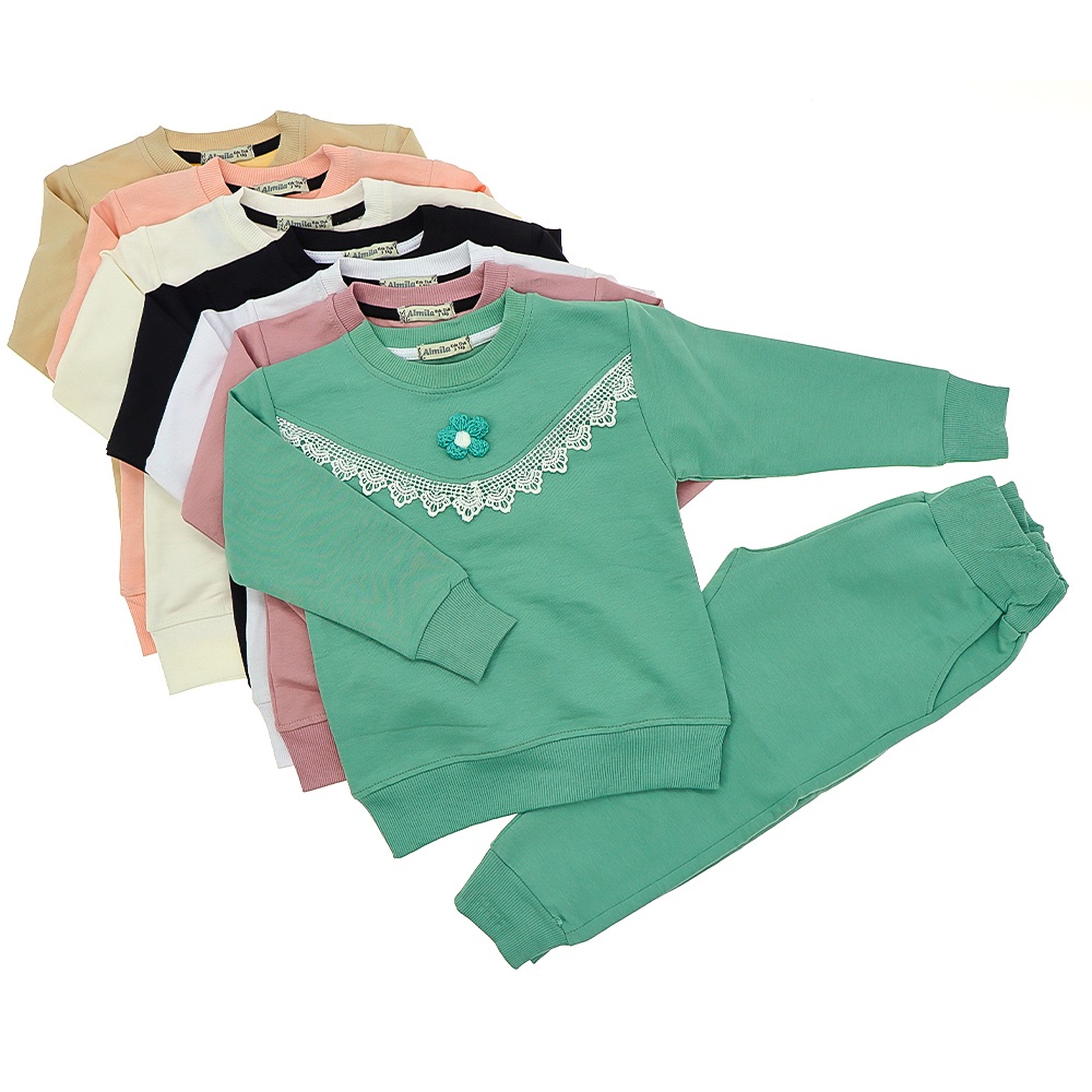 Almila 7012 Kız Çocuk Kompak Penye Güpürlü 2 Li Takım 7-10 Yaş - Ekru - 7-10 YAŞ