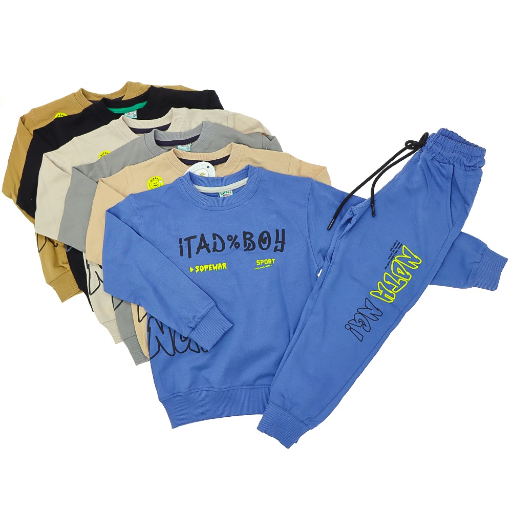 Bittoş 352 Erkek Çocuk Arkası Ve Önü Yazı Baskılı İkiip Takım 7-10 Yaş - İndigo - 7-10 YAŞ