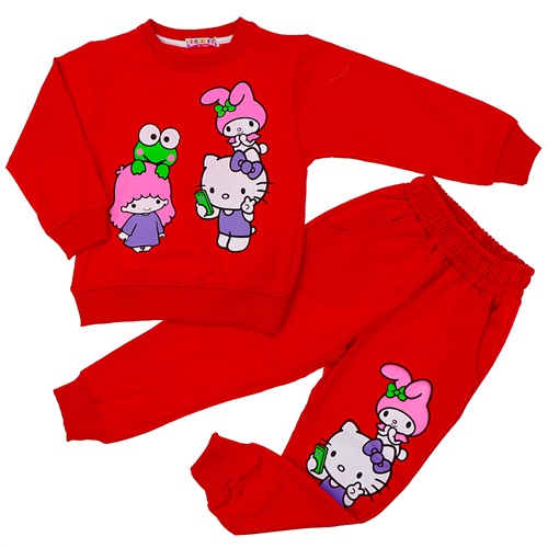 Fındık Kız Çocuk Penye Hello Kıtty Baskılı Takım 3-6 Yaş - Somon - 3-6 YAŞ