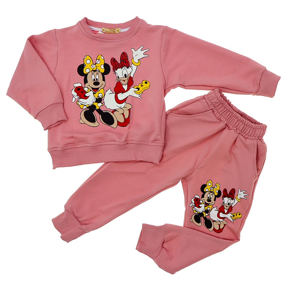 Fındık Kız Çocuk Penye Minnee & Daisy Baskılı Takım 3-6 Yaş - Somon - 3-6 YAŞ