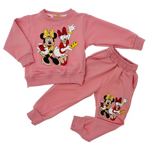 Fındık Kız Çocuk Penye Minnee & Daisy Baskılı Takım 3-6 Yaş - Somon - 3-6 YAŞ