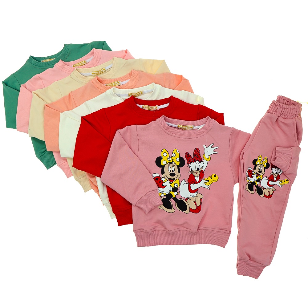 Fındık Kız Çocuk Penye Minnee & Daisy Baskılı Takım 3-6 Yaş - Somon - 3-6 YAŞ