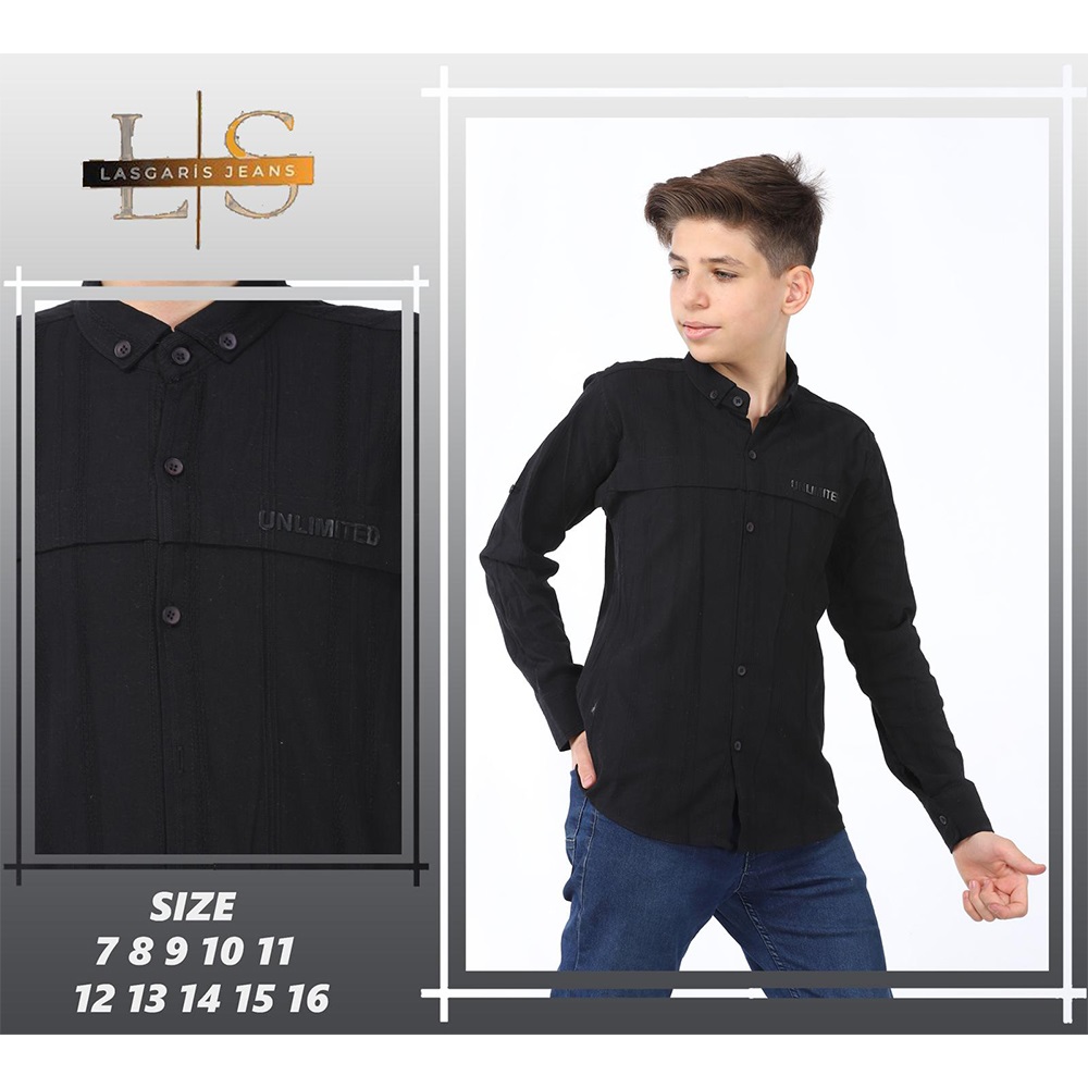 Özyıl Lıfe 6025 Erkek Çocuk Baskılı Düğmeli Keten Gömlek 7-11 Yaş