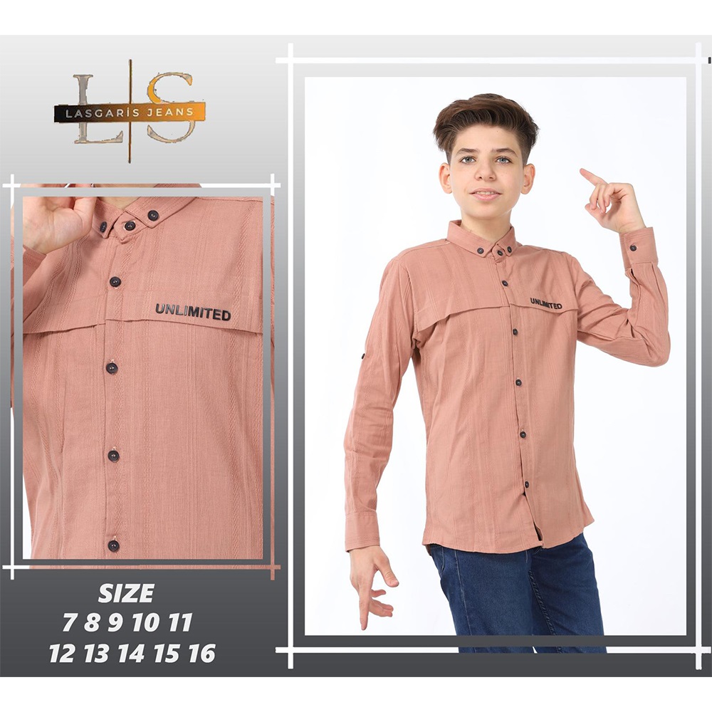 Özyıl Lıfe 6025 Erkek Çocuk Baskılı Düğmeli Keten Gömlek 7-11 Yaş