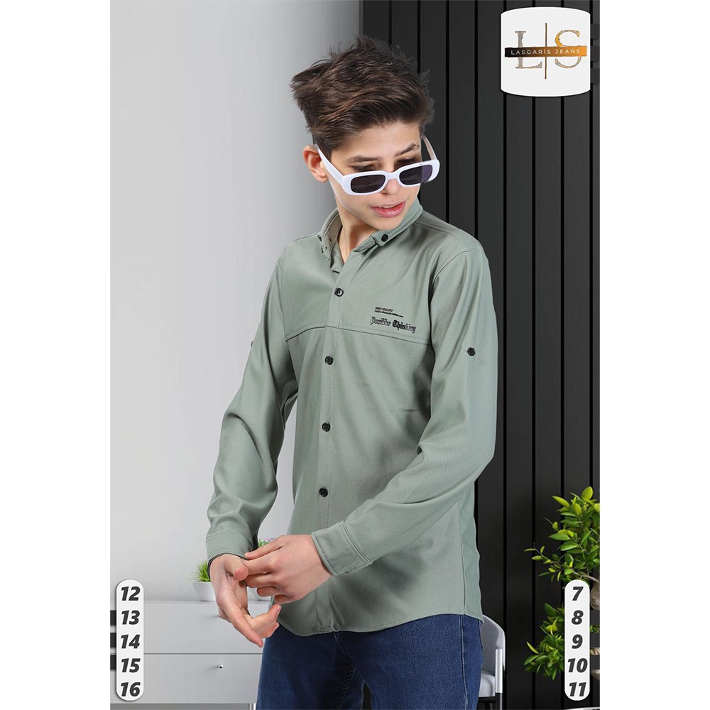 Özyıl Lıfe 1005 Erkek Çocuk Baskılı Düğmeli Diagonel Gömlek 12-16 Yaş