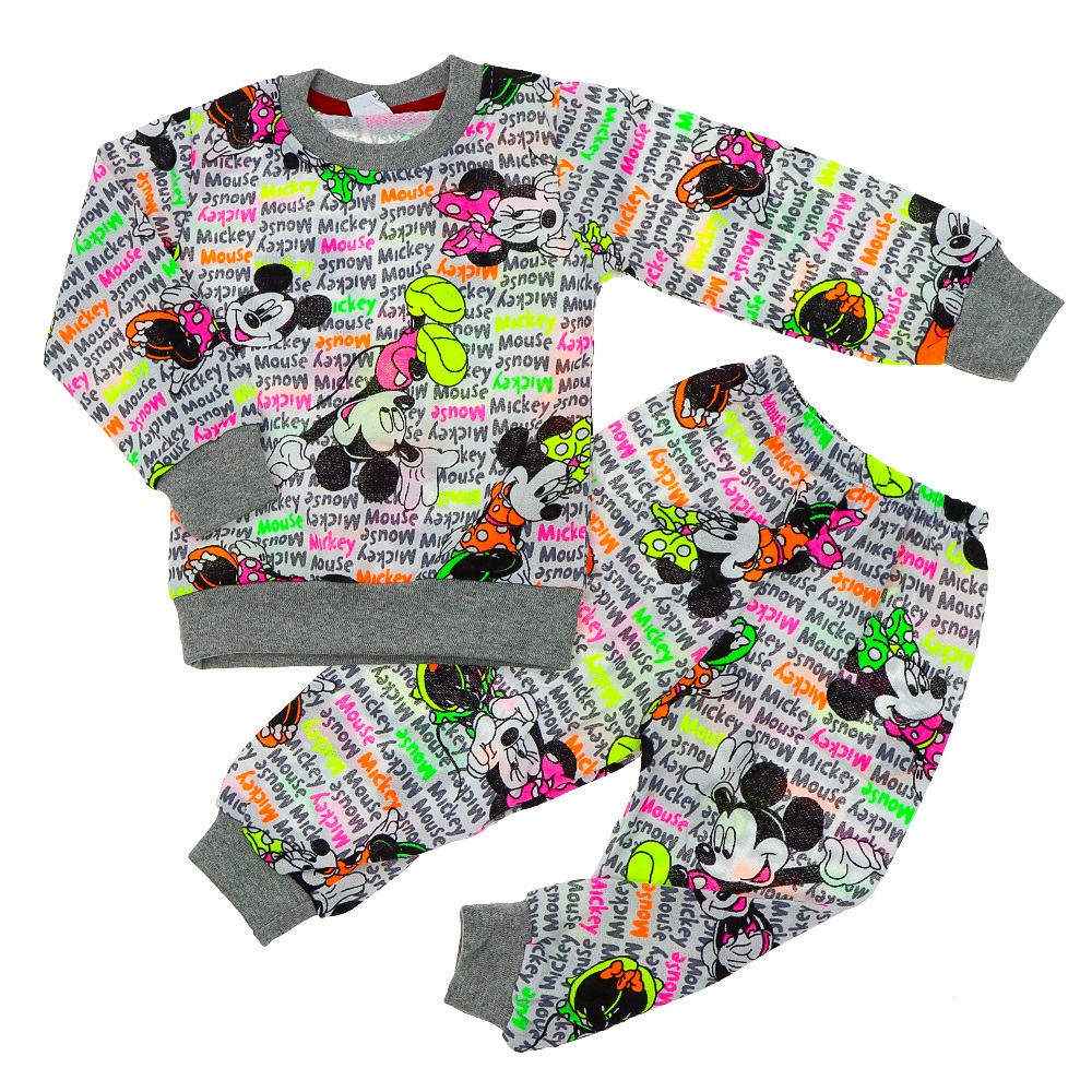 Baran Kız Çocuk Penye Karakter Baskılı Pijama Takımı 2-10 Yaş - Gri - 2-10 YAŞ