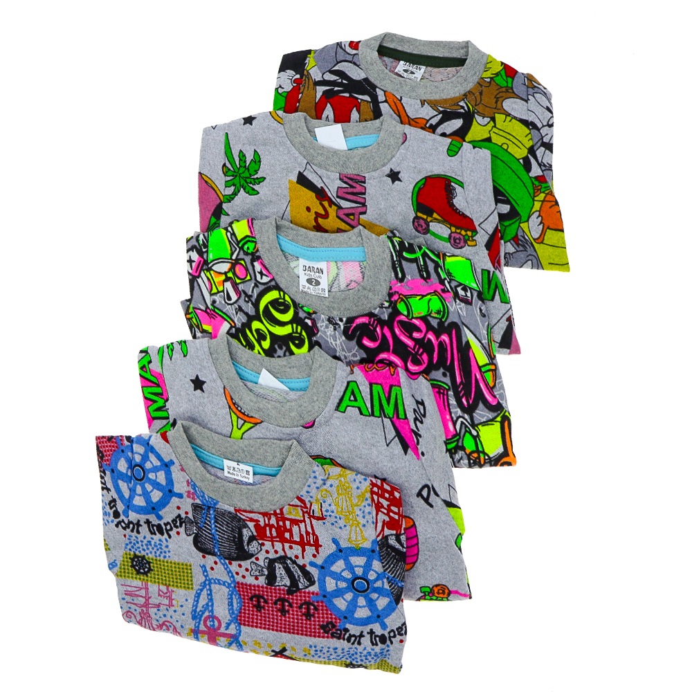 Baran Kız Çocuk Penye Karakter Baskılı Pijama Takımı 2-10 Yaş - Gri - 2-10 YAŞ