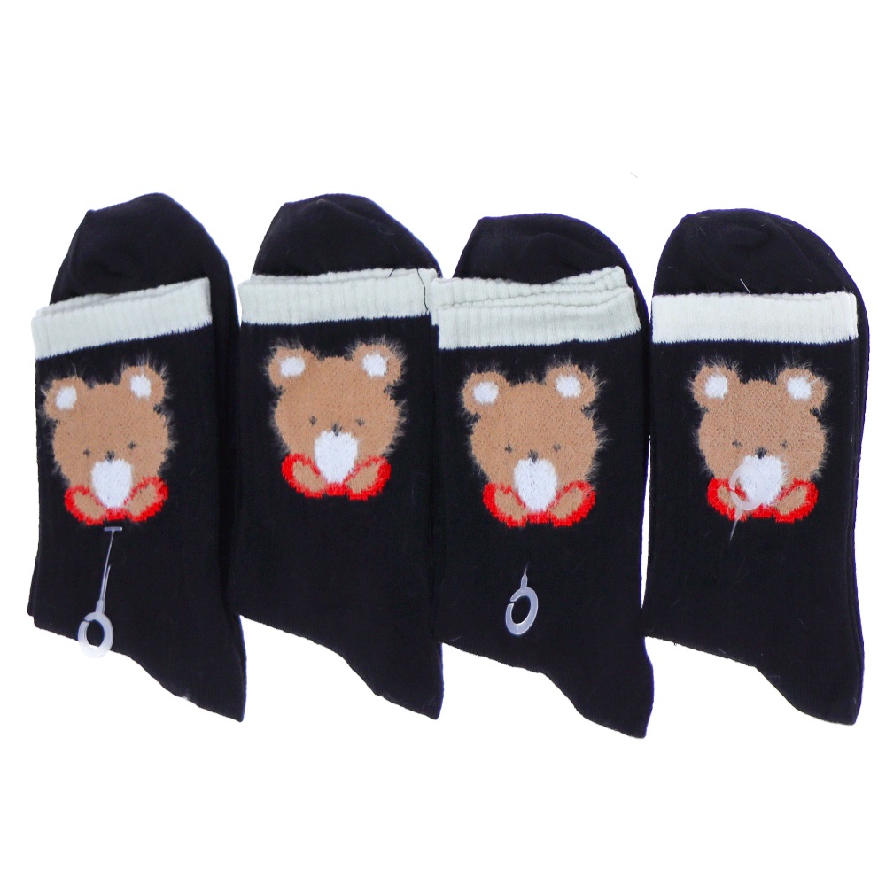 Arın Bayan Penye Desenli Sakallı Kolej Çorap - Siyah - PAKET İÇİ TEK RENK