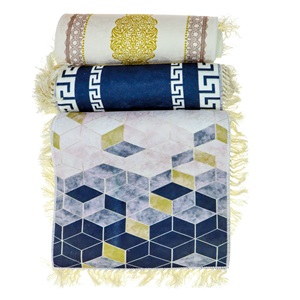 Salev Dijital Kadife Saçaklı Halı Paspas 40X120 Cm (2 Li) - Karışık Renk - 40X120 CM