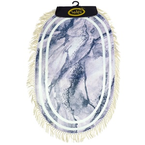 Salev Dijital Kadife Saçaklı Halı Oval Paspas 60X100 Cm (2 Li) - Karışık Renk - 60X100 CM - 35399-Karışık Renk -60X100 CM