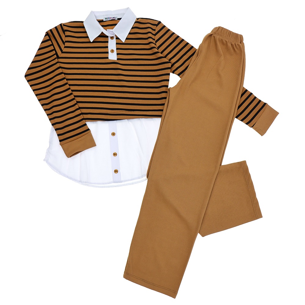 Güldür 9300 Kız Çocuk Çizgili Gömlek Yaka 2 Li Takım 13-16 Yaş