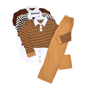 Güldür 9300 Kız Çocuk Çizgili Gömlek Yaka 2 Li Takım 13-16 Yaş