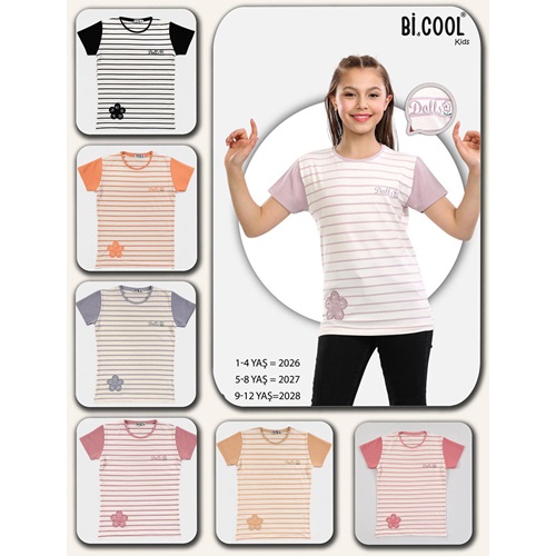 Bi Cool 2026 Kız Çocuk Penye Dolls Nakışlı Tişört 1-4 Yaş - Somon - 1-4 YAŞ