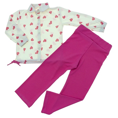 Pau Moda Kız Çocuk Kalp Baskılı Yandan Bağlamalı Gömlekli Tayt Takım 7-10 Yaş - Kahverengi - 7-10 YAŞ