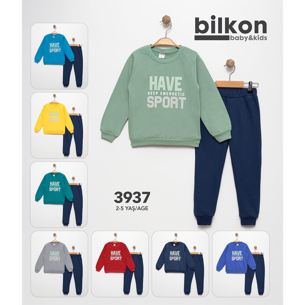 Bilkon Baby 3937 Erkek Çocuk 2 İp Penye Have Sport Baskılı 2 li Takım 2-5 Yaş